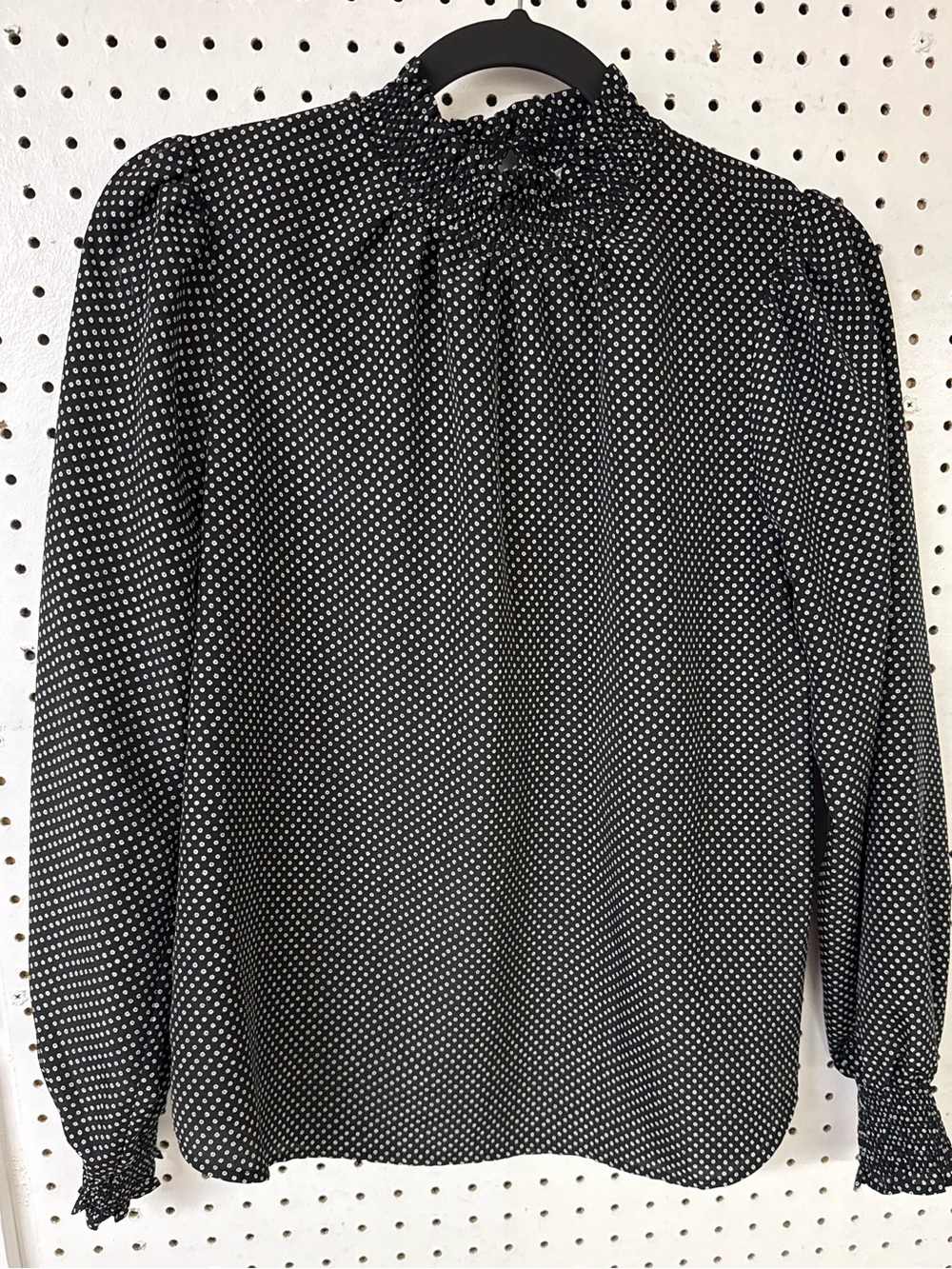 Black blouse with tiny polka dots